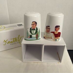 Raglan Road Salt and Pepper Shakers - White with Colorful Illustrations